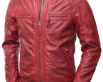 Men's Brown Handmade Biker Leather Jacket | Men's Slim fit Cowhide Leather Jacket | Winter Handmade Leather Jacket | Valentine Gift for Him