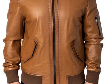Men's Handmade Leather Jacket, Brown Leather Jacket, Motorcycle Biker Style Jacket, Bomber Leather Jacket, Party Jacket for men, Winter Coat