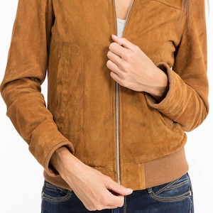 Women&#39;s Vintage Brown Suede Leather Jacket, Ladies Suede Leather Coat, Brown Suede Leather Jacket, Western Suede Biker Jacket, Gift for her