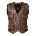 Mens Handmade Brown Vintage Biker Vest, Genuine Sheepskin Hunting Café Racer Vest, Real Lambskin Casual Motorcycle Vest, Slim Leather Vest product logo