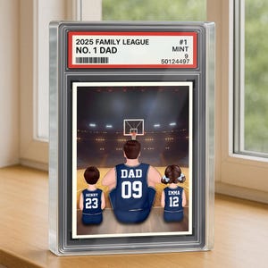 Bloco de acrílico personalizado com o número 1 do basquete, pai, homem e filhos, presente de dia dos pais para o pai do basquete, placa de família