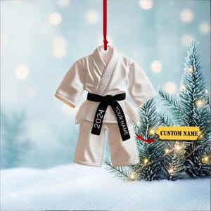 Personalized Karate Ornament 2D 2024 - Custom Name Martial Arts Gi Decoration, Perfect Christmas Gift for Karate Enthusiasts ,black belt