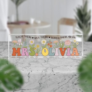 Custom Teacher Gifts, Teacher Desk Name Plate, Personalized Teacher Acrylic Block Desk Sign, Teacher Acrylic Plaque, Teacher Appreciation