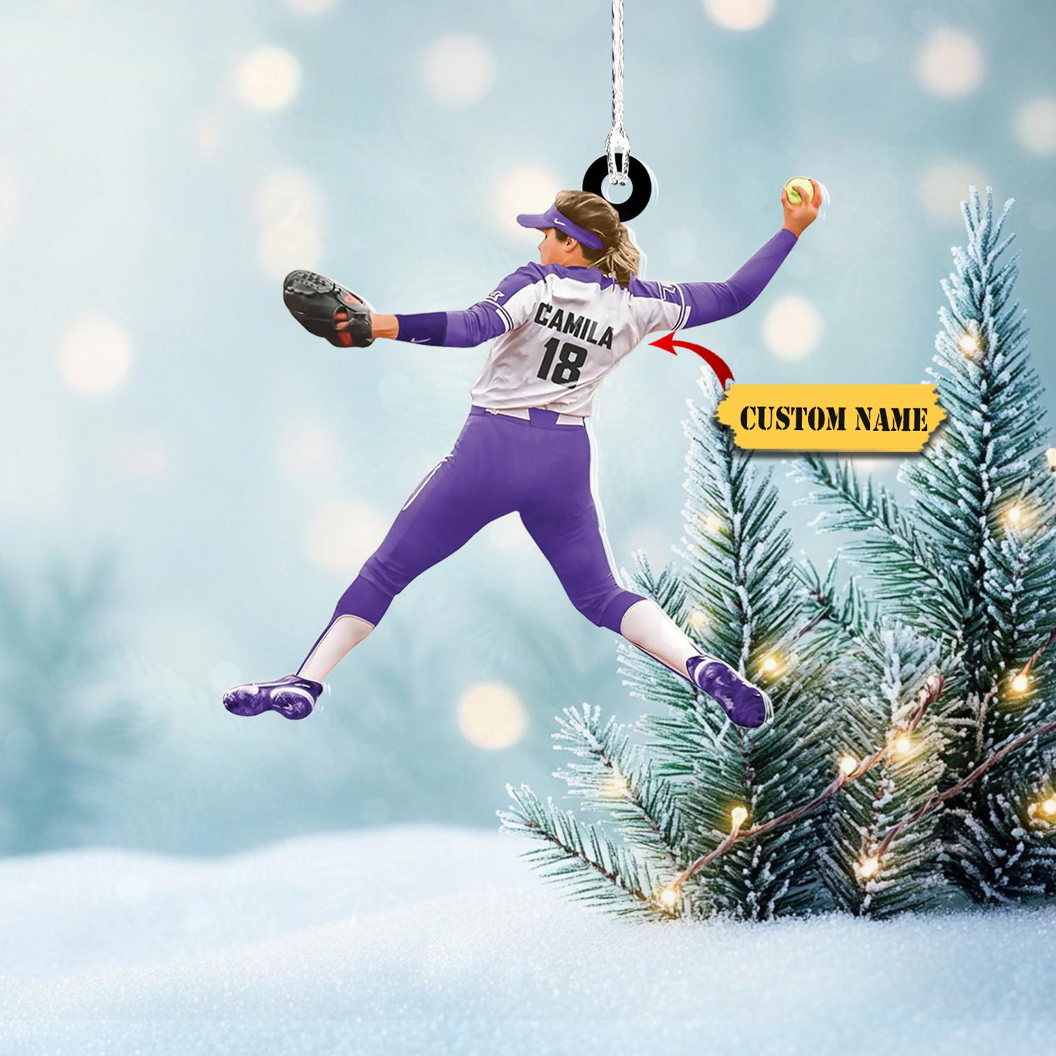 Ornement De Noël En Acrylique - Forme De Gant De Softball - Environ 15 Cm - Décoration Sapin, Fenêtre, Mur - Pour Fans De Sport