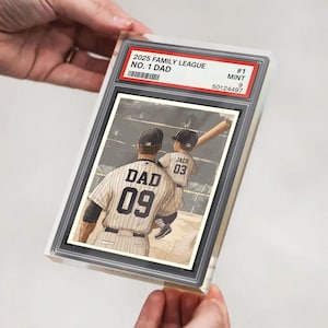 Baseball No. 1 Dad Man & Kids Trading Card Style Personalisierter Acrylblock, Vatertagsgeschenk für Baseball Dad, Ehemann, Dad Plaque