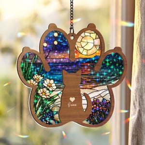 Personalized Cat Memorial Suncatcher, Custom Pet Loss Sympathy Gift, Cat Remembrance Keepsake, Pet Memorial Decor, Loss of Cat Tribute