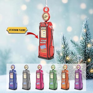 Zapfsäule Weihnachtsverzierung 2D, lustige Zapfsäulenverzierung, Zapfsäulenverzierung Geschenk, Zapfsäulensäulenverzierung, Tankstellenverzierungsdekor