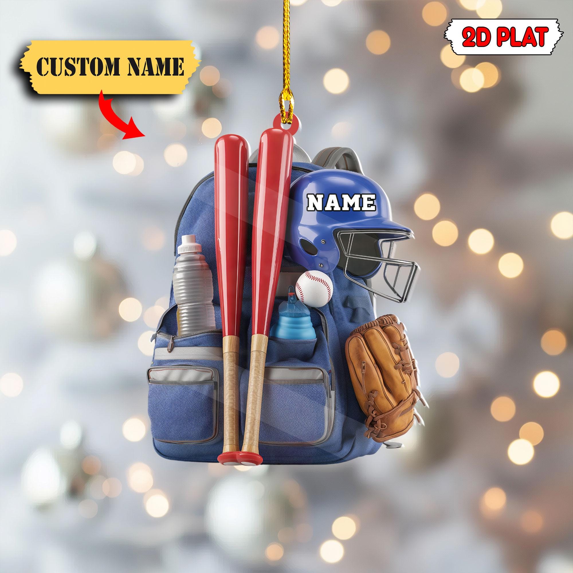 Baseball Backpack Acrylic Ornament, Custom Baseball Player