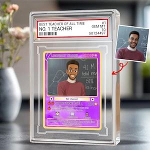 Blocco acrilico con foto personalizzata in stile carta da collezione, regalo per l'insegnante di ritorno a scuola, biglietto da scrivania per insegnante con tema anime, targa ricordo personalizzata