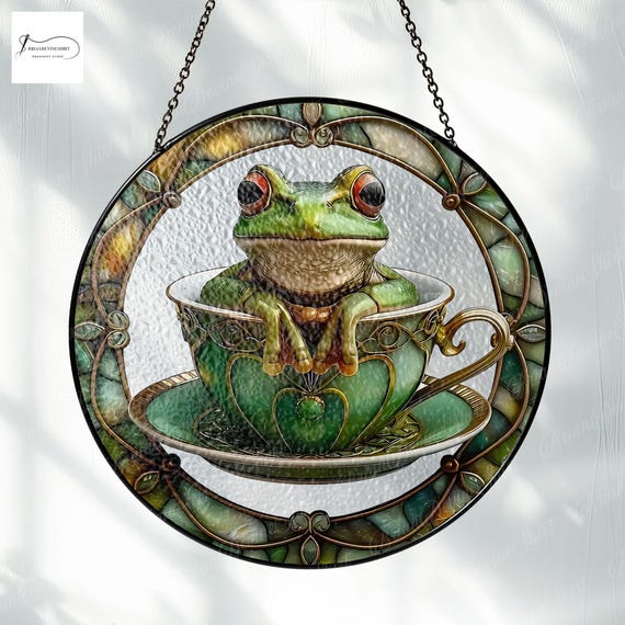 Buntglas-Fensteraufhängung Frosch – Sonnenfänger Dekoration Für Fenster, Geschenk Für Frauen, 15x12 Cm