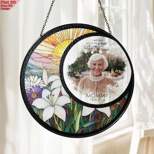 Custom Memorial Photo Suncatcher, In Loving Memory Gift, Loss of Mom, Sympathy Gift, Dad Remembrance Stained Glass Decor, Mothers Day Gift