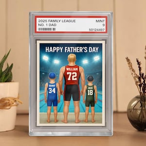 Aangepaste nr. 1 zwemmende vaderplaquette, gepersonaliseerde ruilkaart kindernaam voor vader acrylblok, vaderdagcadeau van kinderen, beste vader