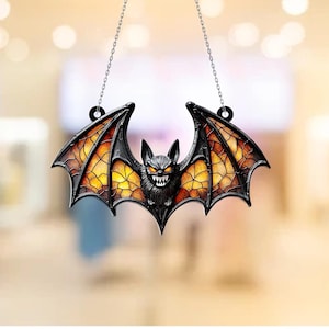 Halloween Bat Acrylic Window Hanging, Spooky Gothic Home Decor, Black Vampire Bat Window Hanging, Bat Fall Decor Hanging Gift