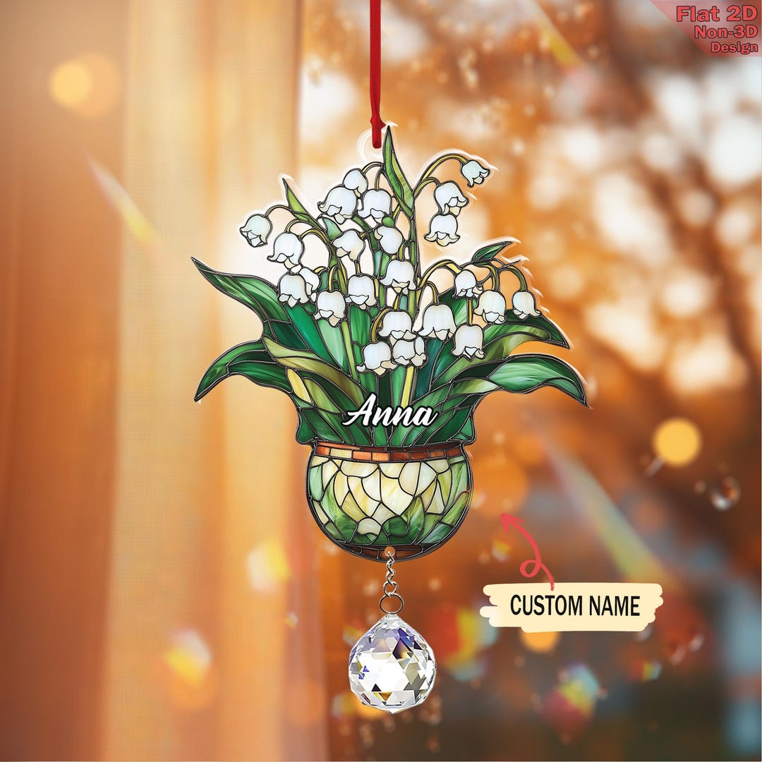 Personalized Acrylic 2D Flat Lily of the Valley Charm Ornament, Custom ...