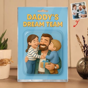 Custom Father&#39;s Day Gift For Dad, Personalized Photo Dad And Kids Action Figure Acrylic Block, Best Dad Ever Acrylic Plaque Gift For Dad