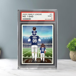 Aangepaste kindernaam met voetbal vader acrylplaat, Vaderdagcadeau van kinderen, nr. 1 vaderruilkaartstijl gepersonaliseerd acrylblok