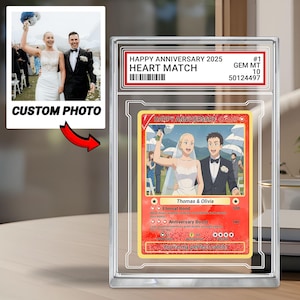 Tarjeta de boda personalizada estilo Pokémon, acrílica con tu foto, recuerdo de aniversario único para parejas, novios.