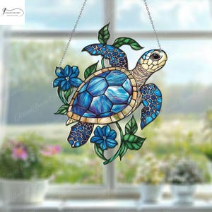 Sea Turtle Acrylic 2D Window Hanging, Turtle Acrylic Wall Art, Perfect Turtle Ornament and Home Decor for Turtle Lovers Beach Lovers