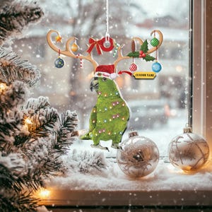 Enfeite de luz de Natal de papagaio da Amazônia 2D, decoração para pendurar em árvore de Natal de papagaio, enfeite de papagaio da Amazônia amado, presente de enfeite pendurado