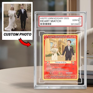 Tarjeta de boda personalizada estilo Pokémon, acrílica con tu foto, recuerdo de aniversario único para parejas, novios.