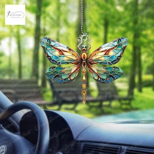Acrylic Window Hanging Butterfly Ornament, Colorful Dragonfly Car Decor,  Unique Gift, Home and Car Decoration ,  Dragonfly lover gift