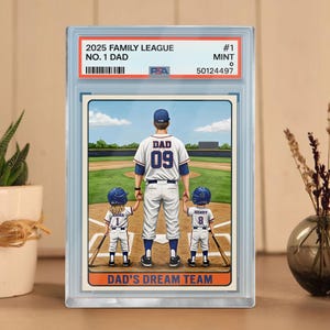 Baseball n° 1 papa homme et enfants style carte à collectionner bloc acrylique personnalisé, plaque papa, cadeau fête des pères pour papa baseballeur, grand-père