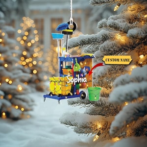 Personalized Housekeeping Christmas Ornament 2D, Housekeeping Keepsake, Janitor Cleaning Lady Ornament,Cleaning Service Christmas Ornament
