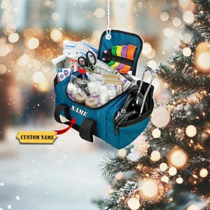 Personalized EMT Christmas Ornament 2D Custom First Responder Gear Bag Ornament Unique Gift for Paramedics, EMTs, and Medics
