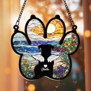 Personalized Dog Memorial Suncatcher, Custom Pet Loss Sympathy Gift, Dog Remembrance Keepsake, Loss of Dog Gift, Pet Memorial Decor