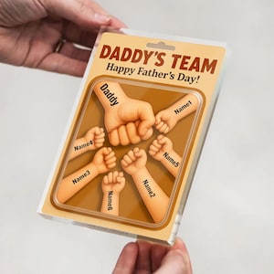 Daddy Team Fist Bump Acrylic Block, Figure Custom Acrylic Plaque, Personalized Father&#39;s Day Gift For Dad, Husband, Memories Block For Dad