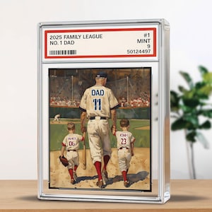 Targa in acrilico personalizzata con il nome del papà, numero 1 del baseball, stile carta da collezione per papà e papà, regalo per la festa del papà per marito e marito del baseball.