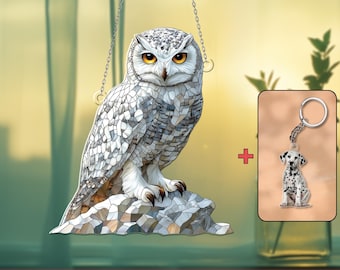 MATIHAY Cute Baby Owl Acrylic Window Hanging - Large 11.8" Nursery Or Home Wall Decor