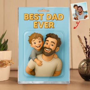 Custom Father&#39;s Day Gift For Dad, Personalized Photo Dad And Kids Action Figure Acrylic Block, Best Dad Ever Block Plaque Gift For Husband