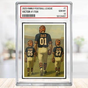 Gepersonaliseerde familie voetbal acrylblok, aangepaste sportkaart cadeau voor vader met namen van kinderen, display aandenken, Cincinnati voetbalfans