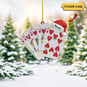 Personalisierte Spielkarte Weihnachten hängende Verzierung 2D, Kasinospiele Verzierung, Royal Flush Spielkarte Verzierung Dekor, Dekor Weihnachten