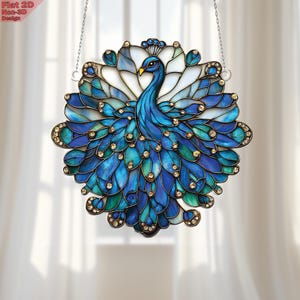 Acrylic 2D Flat Peacock Ornament, Blue Feather Window Hanging, Wildlife Animal Decor, Elegant Bird Wall Art, Luxury Decoration, Gift for Her