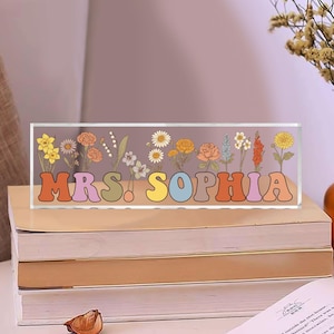 Custom Teacher Gifts, Personalized Teacher Acrylic Block Desk Sign, Teacher Desk Name Plate, Teacher Acrylic Plaque, Teacher Appreciation