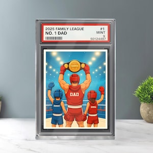 Placa personalizada de papá boxeador n.° 1, tarjeta coleccionable personalizada con nombre para niños, bloque acrílico, regalo para el Día del Padre de parte de los niños, el mejor papá