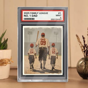 Baseball n° 1 papa homme et enfants style carte à collectionner bloc acrylique personnalisé, plaque papa, cadeau de fête des pères pour papa de baseball, mari