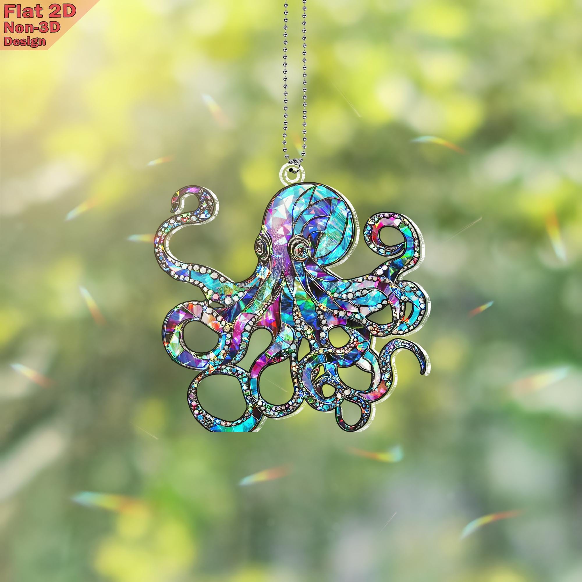 XODAS Octopus ボロシリケイトガラス　タコ　Pendant Handblown Glass Octopus Necklace: Kraken Pendant, Sea Glass