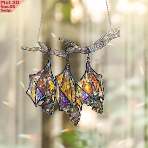 Crystal Hanging Bats Acrylic 2D Flat Window Hanging Ornament, Gothic Sunlight Catcher, Halloween Bat Decor, Spooky Home Decoration