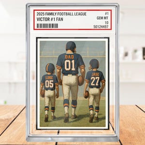 Bloque acrílico personalizado de fútbol americano de Denver, regalo para papá, tarjeta coleccionable deportiva personalizada con nombres de niños, deportes para papá, placa del equipo de Denver