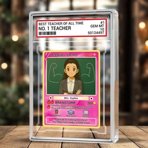 Tarjeta coleccionable de anime personalizada para profesores, estilo legendario, regalo de agradecimiento con foto personalizada, regalo de regreso a clases o fin de año.