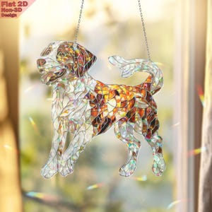 Acrylic 2D Flat Beagle Dog Ornament, Broken Glass Hologram Window Hanging, Sun Catcher, Light Catcher, Pet Lover Decor, Gift for Dog Mom