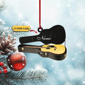 Acoustic Guitar Ornament 2D,Guitar Christmas Tree Decoration,Christmas Gift for Guitarist, Guitar Player Gift, Classic Guitar Ornament Music