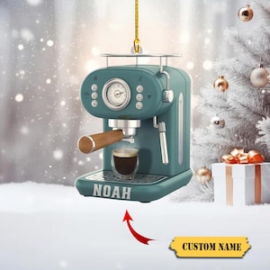Ekspres do kawy Ornament 2D Narzędzie do kawy Płaski nadruk Ornament Kawa, Prezent dla Miłośników Kawy, Barista - Wisząca Dekoracja Choinkowa