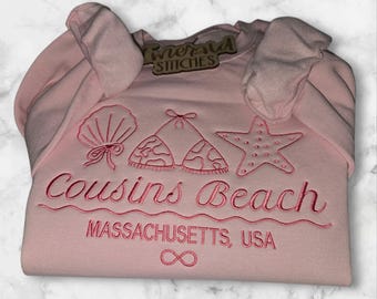 Cousins beach embroidered Gildan 18000 crewneck, The Summer I turned pretty. Team Conrad, Team Jeremiah.