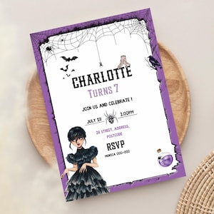 Editable Wednesday Addams Party Invitation - Digital Template - Addams Family
