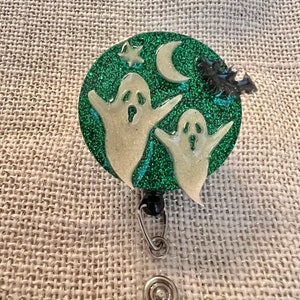 Halloween Retractable Badge Holder, Bats and Ghost Badge Reel