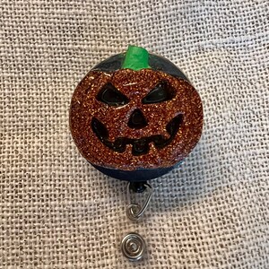 Halloween Jack O Lantern Retractable Badge Holder, Fall Retractable Badge Holder